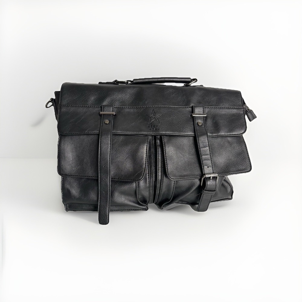 Steve Azar Musicians Black Leather Briefcase/Laptop Carry-On Bag